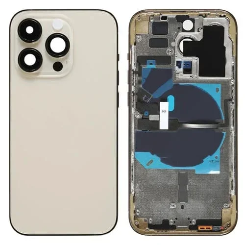 Tapa Trasera de Batería Apple iPhone 14 Pro con Cable Flex de Encendido y Volumen y Módulo de Carga Inalámbrica (Dorada) Versión China