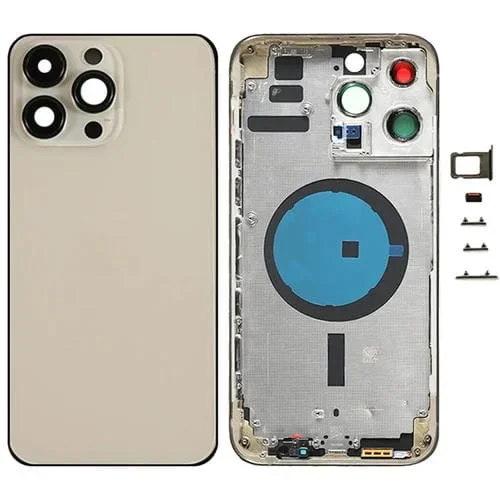 Tapa Trasera de Batería Apple iPhone 14 Pro Max Versión USA con Teclas Laterales y Bandeja Tarjetas (Dorada)