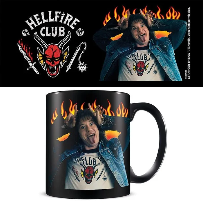Taza hellfire club & eddie negra 315 ml