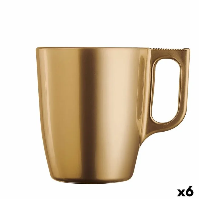 Taza mug luminarc flashy dorado vidrio 250 ml (6 unidades)