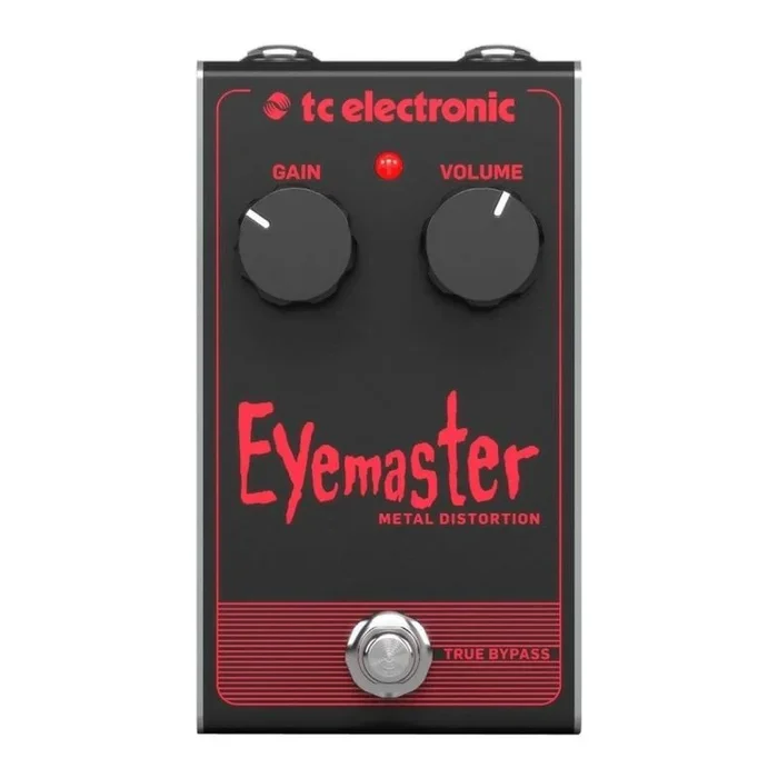 TC Electronic EYEMASTER METAL DISTORTION Pedal de distorsión de metal que golpea el cráneo con interfaz de 2 perillas para ganancia insana