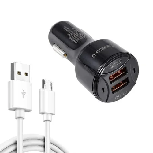 Te-092 36W Dual Qc3.0 Cargador De Coche Rápido Usb + Usb Al Conjunto De Cables De Datos Micro Usb (Negro)