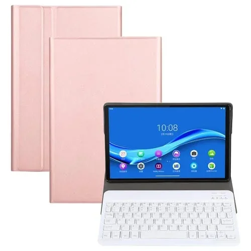 Teclado Bluetooth Extraíble + Funda Cuero con Soporte para Lenovo M10 FHD Tb-X605Fc (Oro Rosa)