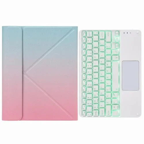 Teclado Bluetooth H-109Cs funda cuero soporte para iPad Pro 11 (2021, 2020, 2018) y Air 10.9 (2020) (Azul Rosa)