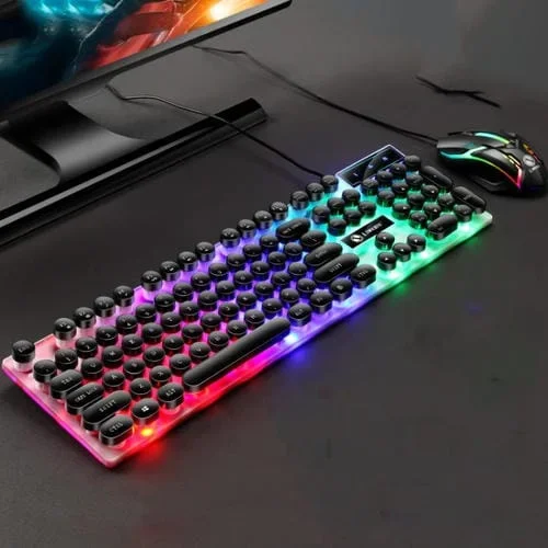 Teclado Cableado Limeide Gtx300 Retro 104 Llaves Redonda Tapa USB Cable 1.4M (Negro) Punk Set