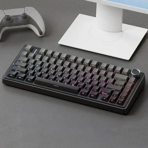 Teclado Mecánico Aula F75 80 Teclas con Cable, 2,4G y Bluetooth, Tres Modelos RGB Personalizados (Gris Degradado)