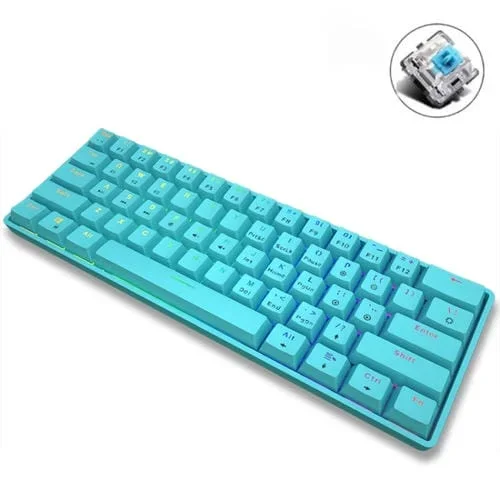 Teclado Mecánico Leave K28 61 Teclas RGB Bluetooth Inalámbrico y Modo Dual con Cable 1.5M (Azul Eje Verde)