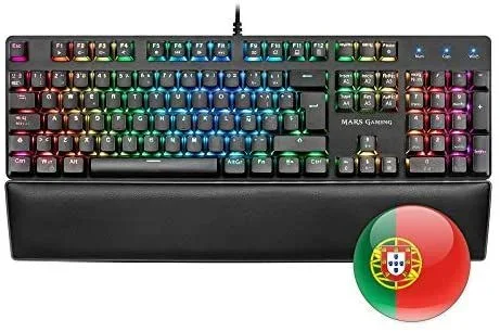 Teclado mecanico mars gaming portugues mk5 switch rojo outemu sq chip vision mcu personalizacion por software reposamuñecas extraible iluminacion full