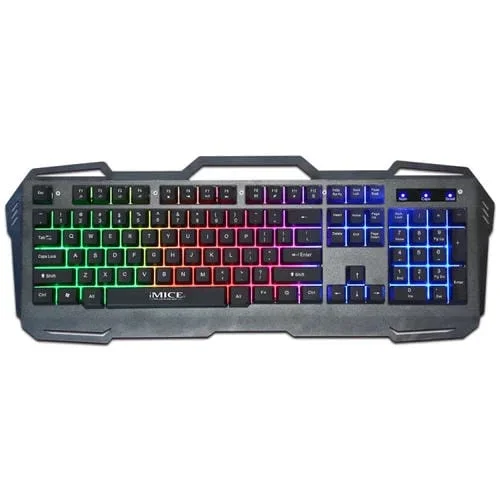 Teclado para Juegos Imice AK-400 Interfaz USB 104 Teclas Retroiluminación Colorida con Cable para Computadora PC Laptop (Negro)