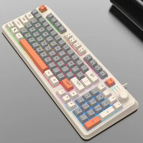 Teclado para Juegos Xunfox K82 con Cable USB Iluminado de Tres Colores (Negro) 94 Teclas (Abeja)