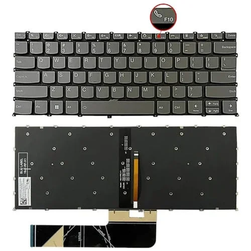 Teclado Retroiluminado Lenovo Ideapad 5 Yoga Slim 7 Pro Versión USA Tecla F10 con Ícono de Phone (Gris)