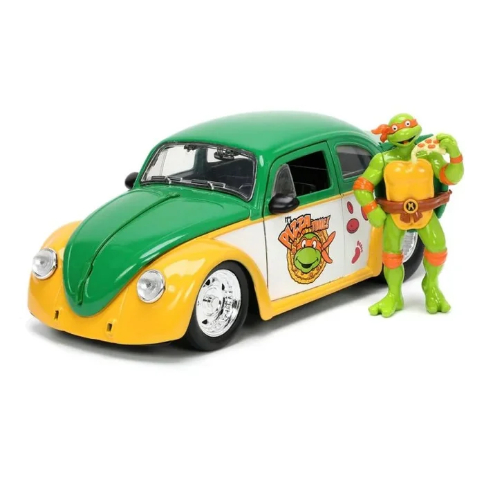 Teenage mutant ninja turtles vehículo 1/24 hollywood rides vw drag beetle con michelangelo figura