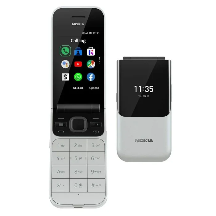 Teléfono Nokia 2720, Color Gris (Grey), Banda 4G. 4 GB de Memoria de Almacenamiento (Ranura para tarjeta microSD Admite hasta 32 GB). Dual SIM, Pantalla de 2,8″. – Smartphone completamente libre.