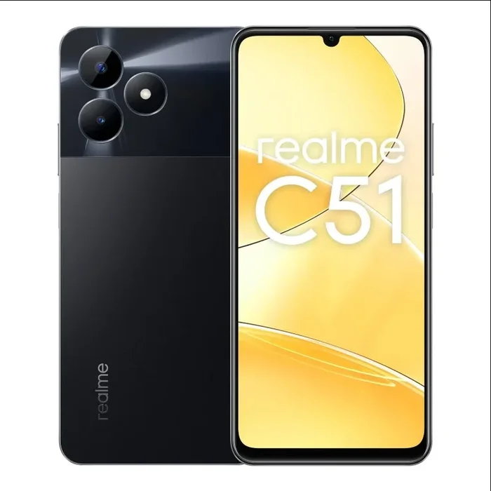 Teléfono Realme C51. Color Negro (Carbon Black). 128 GB de Memoria Interna, 4 GB de RAM. Dual Sim. Pantalla de 6,74». Cámara con IA de 50 MP y Cámara selfies de 5 MP. Smartphone completamente libre.