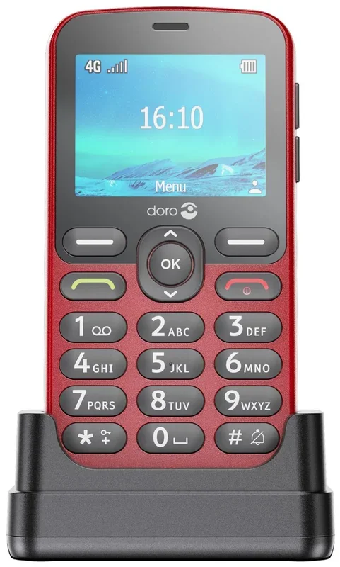 Téléphone portable basique Doro 1880 2,4 4G Micro SIM Rouge