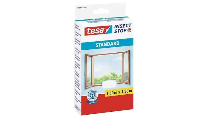 tesa Insect Stop Malla Mosquitera STANDARD para Ventanas – Mosquitera Autoadhesiva – Recortable al Tamaño Deseado – Blanca, 150 cm x 180 cm