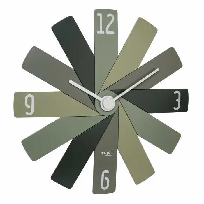 TFA Dostmann Clock in The Box 60.3020.04 – Reloj de Pared analógico, sin tictac, batería de Larga duración, para Dormitorio, Cocina, Estudio, Color Verde