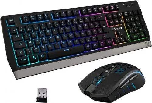 THE G-LAB Combo Tungsten – Pack de Teclado y Ratón Gaming Inalámbrico Retroiluminado – Teclado Gaming Inalámbrico Layout Español + Ratón Gaming Inalámbrico 2400 dpi – PC/PS4/Xbox