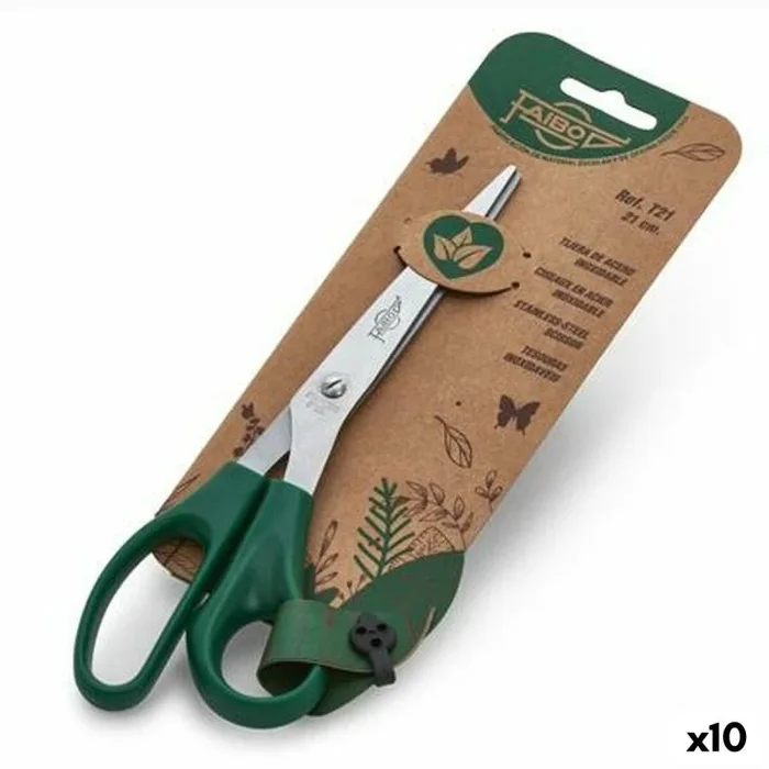 Tijeras faibo verde acero inoxidable 21 cm (10 unidades)