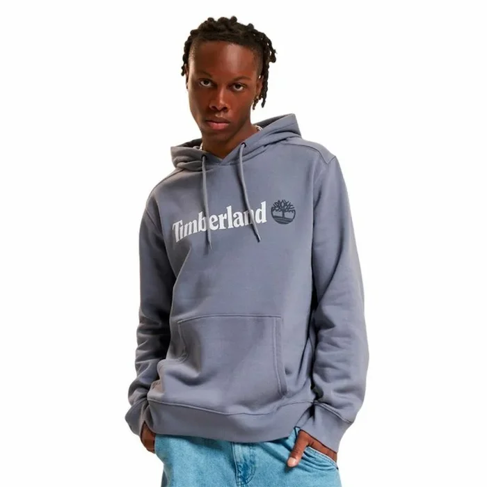 Timberland Kennebec River Linear Logo, Sudadera de cuello redondo para hombre, TB0A5UKK (IT, Texto, L, Regular, Regular, Medium Blu), Azul medio., L