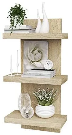 Topeshop PÓŁKI 3P SONOMA estantería Estantería flotante Montado en la pared Tableros de partículas Roble