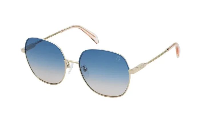 TOUS STO439 Gafas, Shiny Rose Gold with Blue Parts, 56 para Mujer