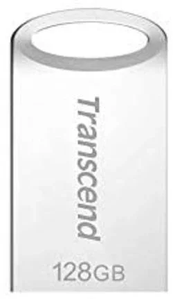 Transcend JetFlash 128GB, USB Stick Pequeño y Compacto 3.1 Gen 1 (para Llavero), Plateado – TS128GJF710S