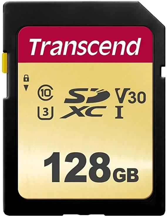 Transcend SDC500S – Tarjeta de memoria SDXC (128 GB) color dorado