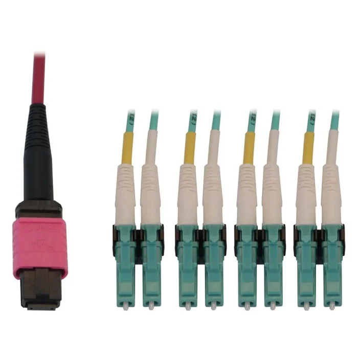 Tripp Lite N845X-02M-8L-MG Cable de Fibra Óptica Multimodo 50µm / 125µm OM4 de 40G / 100G (12F MTP/MPO-PC a 4x Dúplex LC/PC H/M), LSZH, Magenta, 2 m 6.6 pies