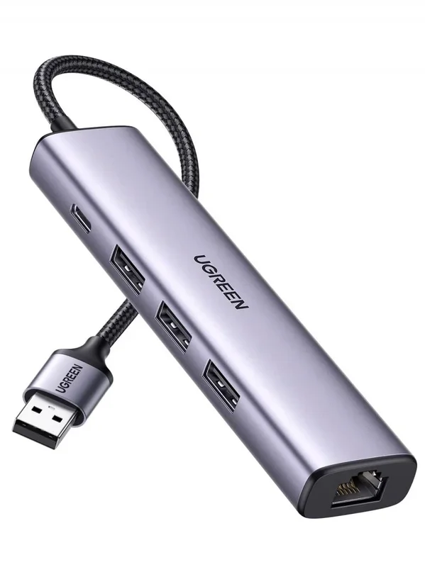 UGREEN Hub Ethernet USB 3.0 1000Mbps Concentrador RJ45 con 3 Puertos Adaptador de Red LAN Gigabit Convertidor Carcasa de Aluminio Cable Trenzado Plug y Play en Windows 11 10 8 Mac OS