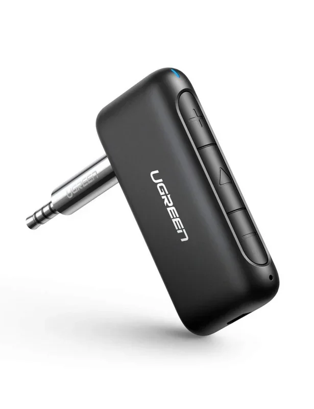 UGREEN Receptor Bluetooth Audio para Coche, Auxiliar 5.0 con CSR Chip, Micrófono y CVC8.0 Reducción de Ruido, Llamadas Manos Libres, 9Hrs HiFi Música Jack para Hogar Audio