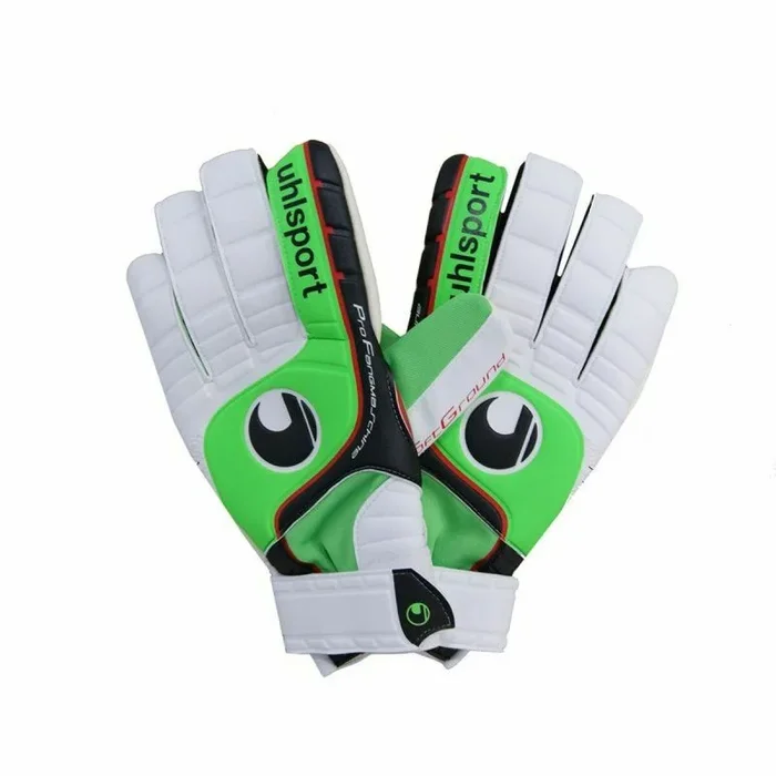 uhlsport – Guantes de fútbol, tamaño 10,5 UK, Color Blanco/Verde Flash/Negro