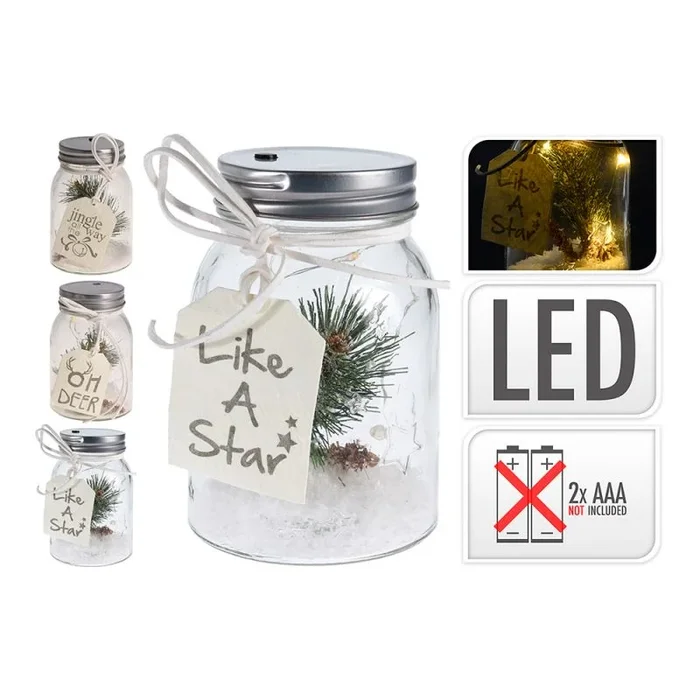 *ult. unidades* jarra de cristal led con motivo navideño ø8,5x14cm