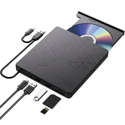 Unidad Óptica Externa Bt668 USB Tarjeta TF SD Legible Reproductor de Discos CD Grabadora de DVD Multifunción