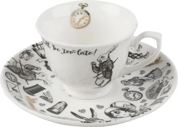 V&A Alicia en el país de las maravillas taza de café y platillo, 100 ml, color blanco
