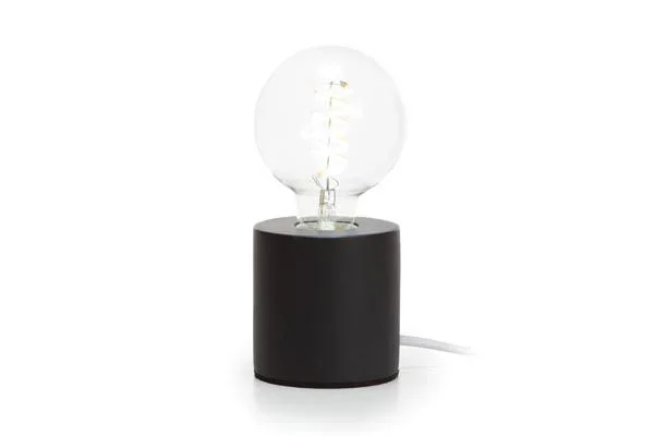 Vellight Base de lámpara decorativa, cilíndrica, cable con interruptor, E27, 60 W, IP20, cemento, negro, 90 mm x 90 mm