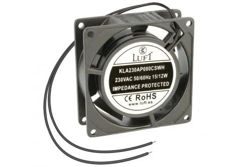 Ventilador 230vac 80x80x38mm 14w 2 Cables Friccion Kla230ap080aswh