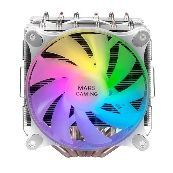 Ventilador con disipador para cpu mars gaming mcpu-xt white dual argb 6 heatpipes tdp 300w doble disipador de de alta densidad doble ventilador mfx