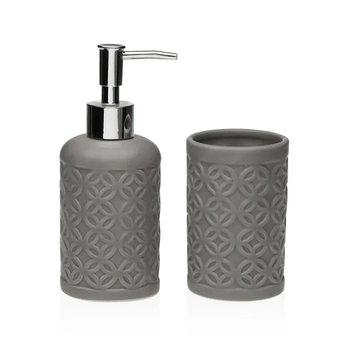 Versa Set de Baño Gris Dolomita 6,8 x 17 x 6,8 cm S3412182 – EAN: 8420327541604