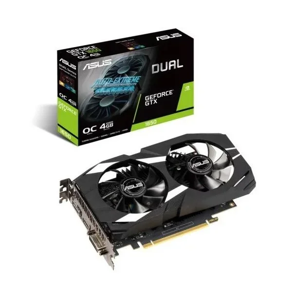 Vga asus dual-gtx1650-o4g gddr5 4gb gpu;1755 mhz memoria 8002 mhz 1dvi 1hdmi 1dp 128bits 90yv0cv2-m0na00