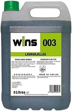 VINFER Lavavajillas Wins 003. Envase 5 litros. Detergente para el Lavado Manual de vajillas. Útil para Todos los Utensilios de Cocina.