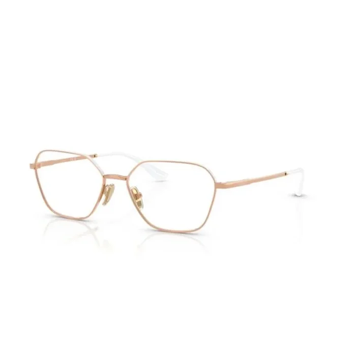 Vogue Eyewear Vo4334 – Marcos cuadrados para gafas graduadas para mujer, Oro rosa/blanco superior/lente de demostración, 52 mm