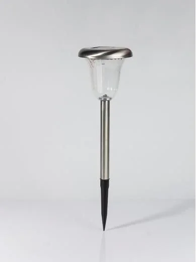 Volteno Lámpara solar para exterior, lámpara solar de jardín, lámpara solar con sensor crepuscular, lámpara de pie con estaca, luz solar, cromo LED IP44, resistente a la intemperie, blanco frío, 6000