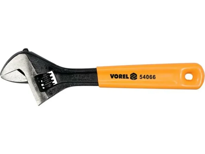 Vorel 54066, llave ajustable de 200 mm, ideal para apretar y aflojar tuercas y tornillos, duradera y resistente, 1 pieza.