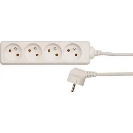 VOREL 72501 – cable de extensión con conexión a tierra/blanco / 4-sockets 1.5m