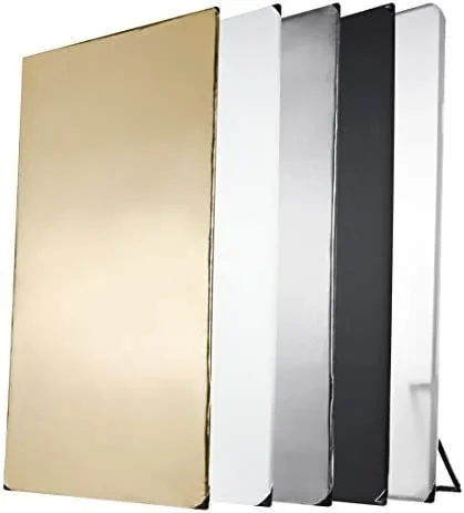 Walimex Pro Panel reflector 5 en 1 (1 x 2 m) negro/plata/blanco/dorado/luz transmitida (incl. bolsa de transporte)