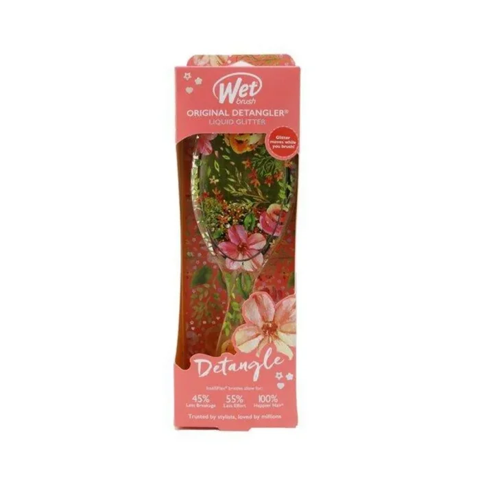 Wet BrushWet Brush Kids desenredante – Nudos desenredantes, sin enganches, cepillo antiestático, cerdas Intelliflex, sin dolor, puntas abiertas y roturas del cabello, impresión de helado, fácil agarre, tamaño apto para niños, , , Florales parpadeantes, 1