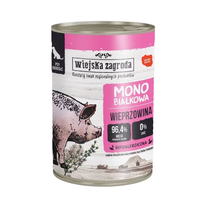 Wiejska zagroda cerdo monoproteico – comida húmeda para perros – 400g