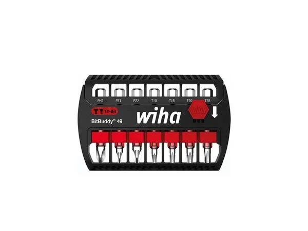 Wiha juego de bits bitbuddy®, bits en ty de 49 mm phillips, pozidriv, torx®, de 7 unid. de 1/4″, en caja (42117)