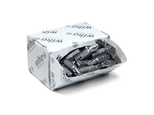 Wiha Juego de bits Standard de 25 mm Phillips (PH2), de 50 unid., de 1/4″ C6,3 en envase grande (08048)